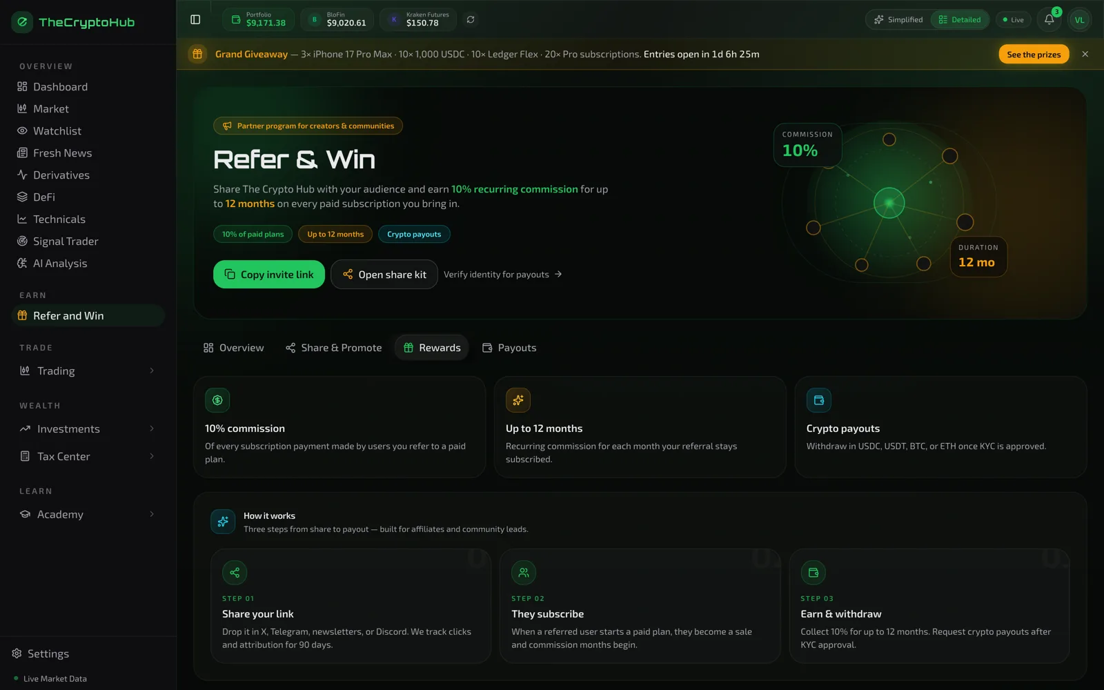 Referral rewards and commission structure
